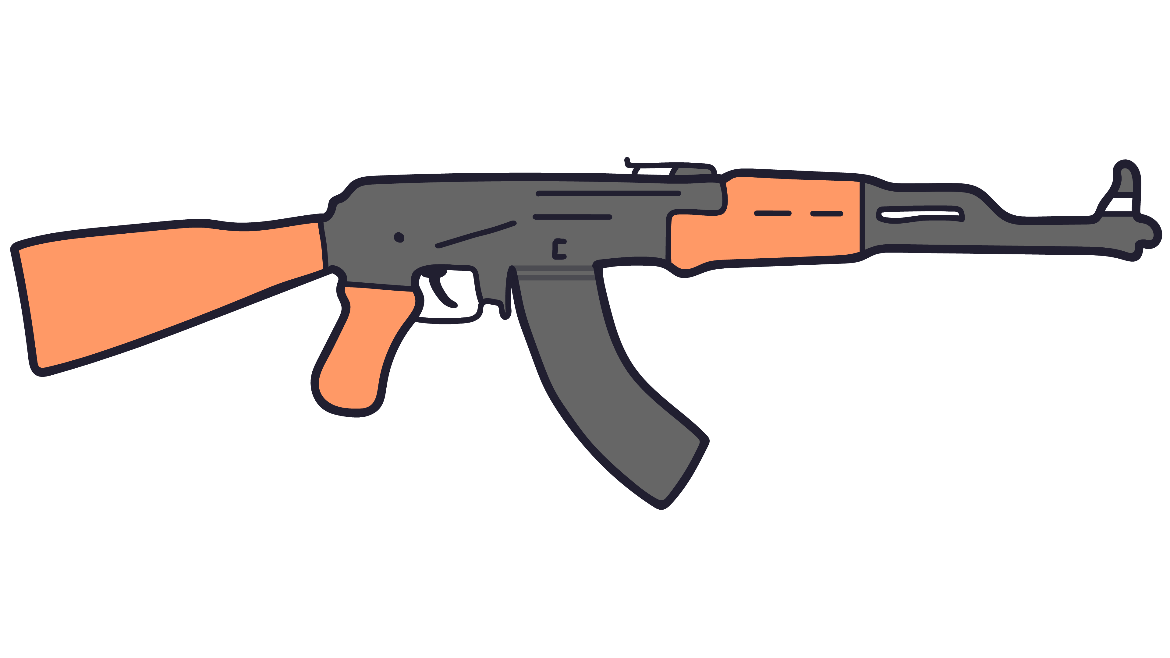 AK-47 cartoon PNG 4k.